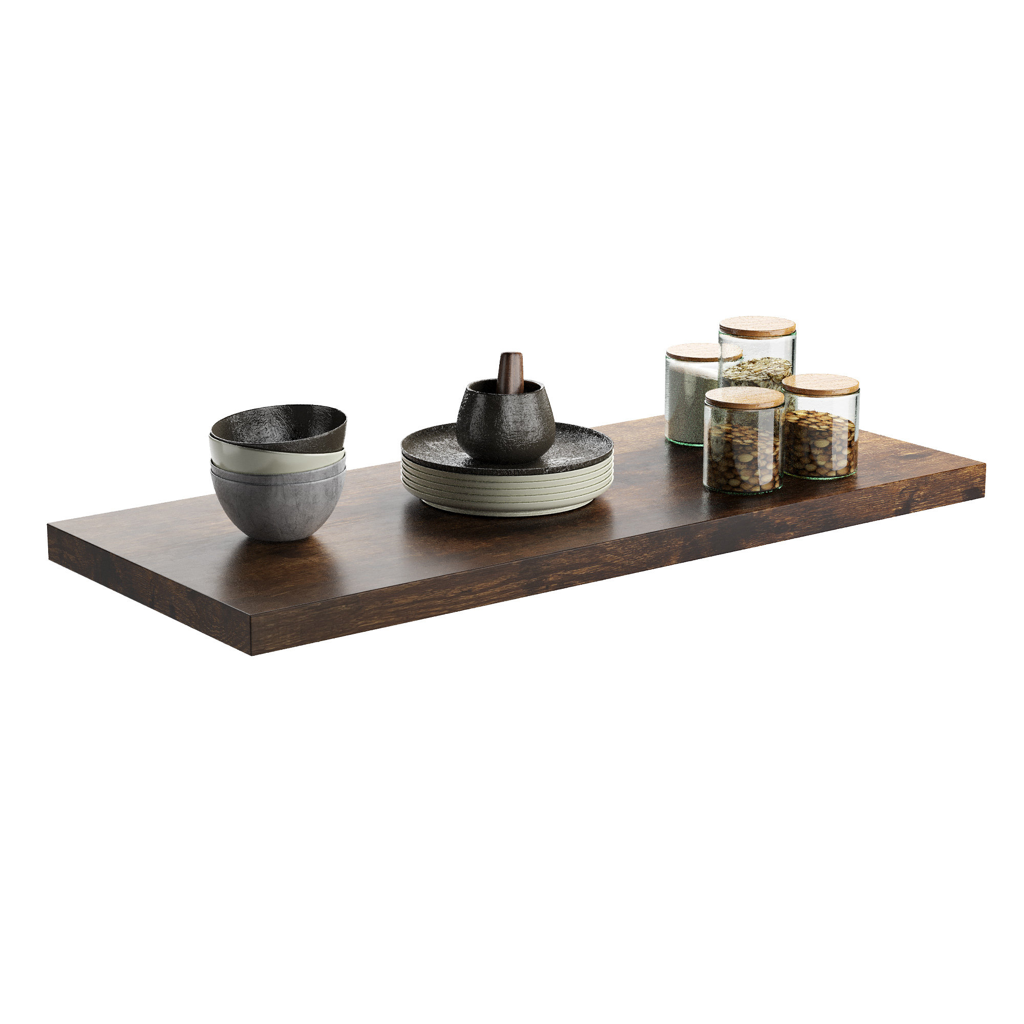 Latitude Run Floating Shelf Set With Invisible Wall Mount Bracket